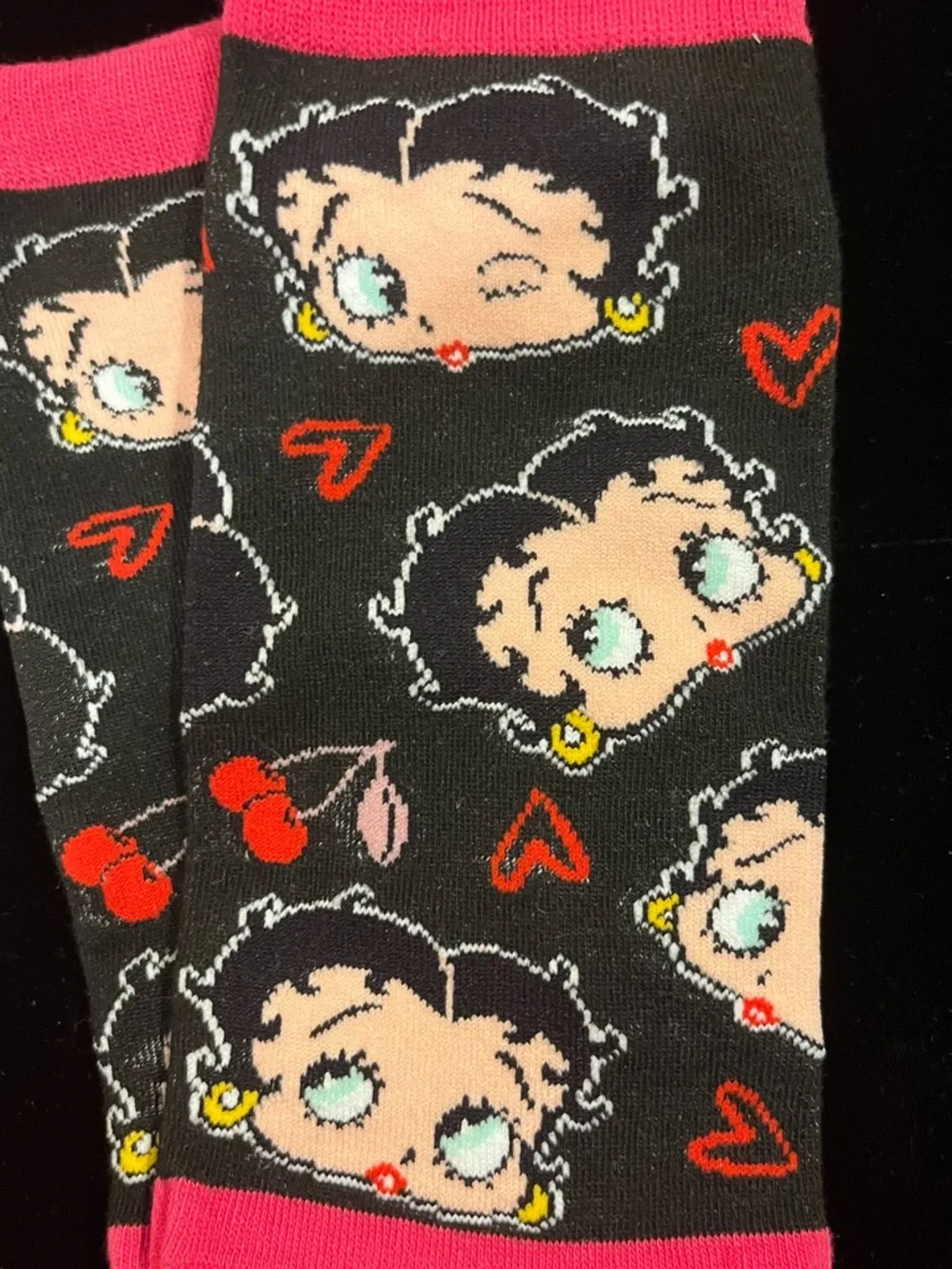 Betty Boop Low Cut Ankle Socks TWO PAIRS Character Prints Pink Black NWOT